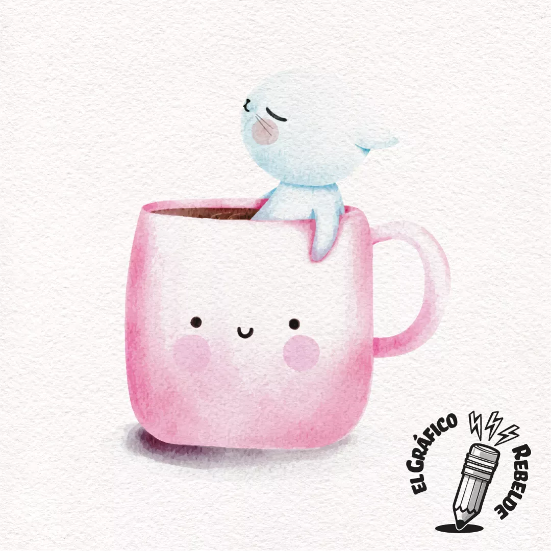 Print Cafè - Làmina d'Aquarel·la Kawaii i Gat