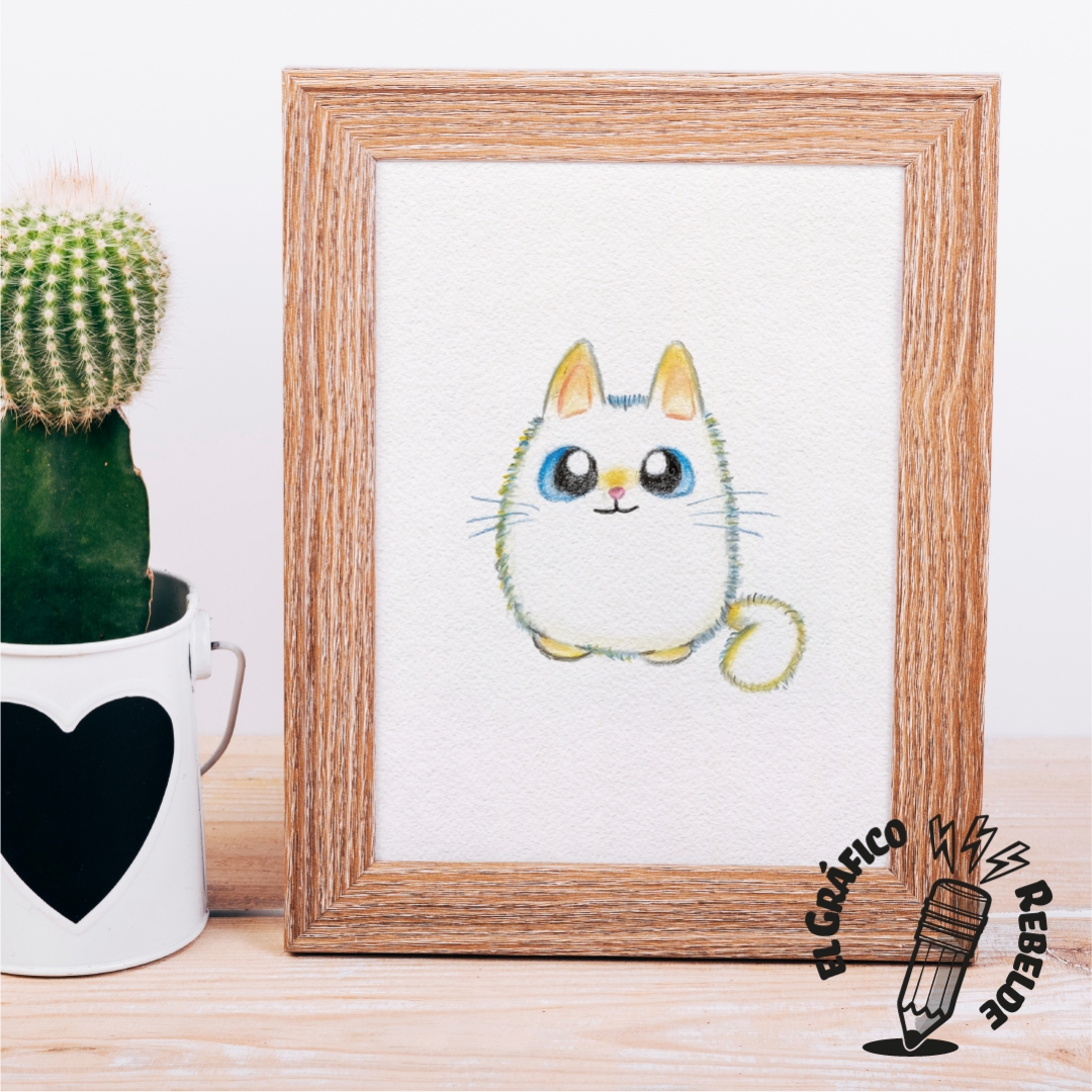 Print Cuquísimo - Lámina de Gato Esponjoso a Lápiz Print Cuquísimo - Lámina de Gato Esponjoso a Lápiz