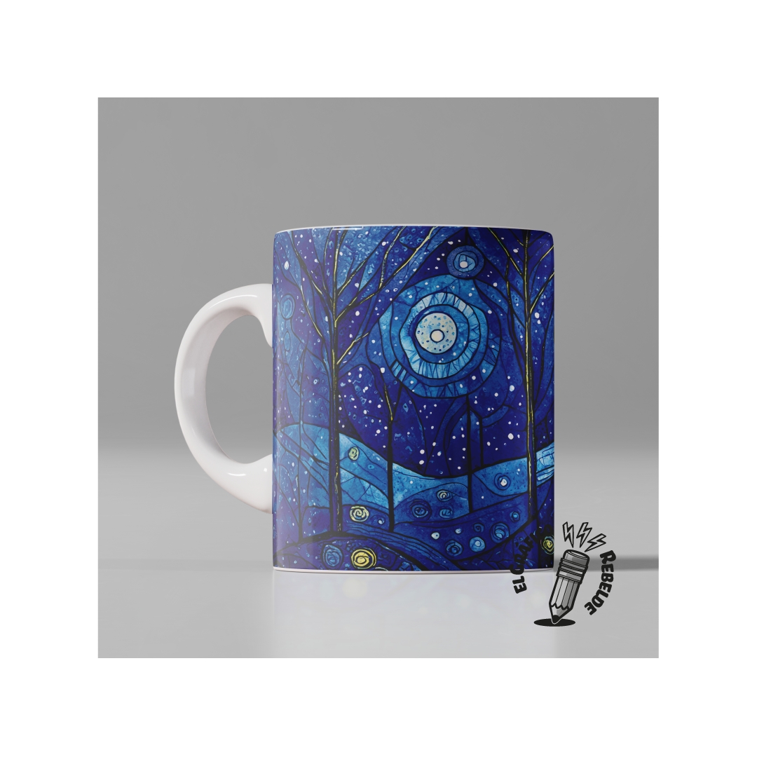 Taza Cielo Estrellado con ilustración de invierno para tus desayunos o regalo original. Taza Cielo Estrellado con ilustración de invierno para tus desayunos o regalo original.