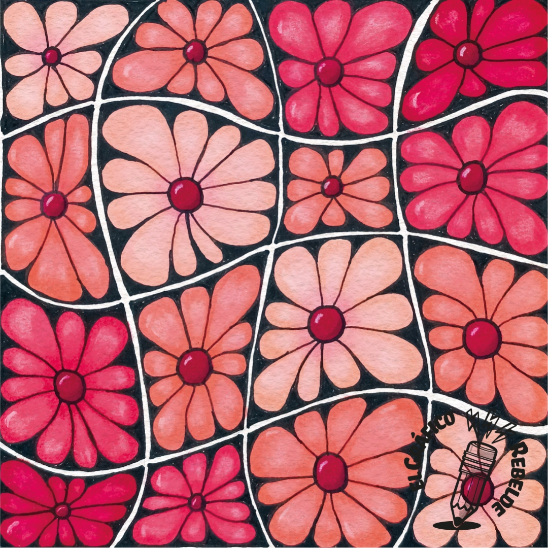 print crazy daisy flores vibrantes dibujo hecho a mano decoracion momento zen