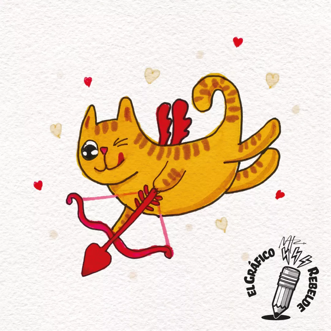 Print Gato Cupido - Lámina de Ilustración para Decoración Original Print Gato Cupido - Lámina de Ilustración para Decoración Original