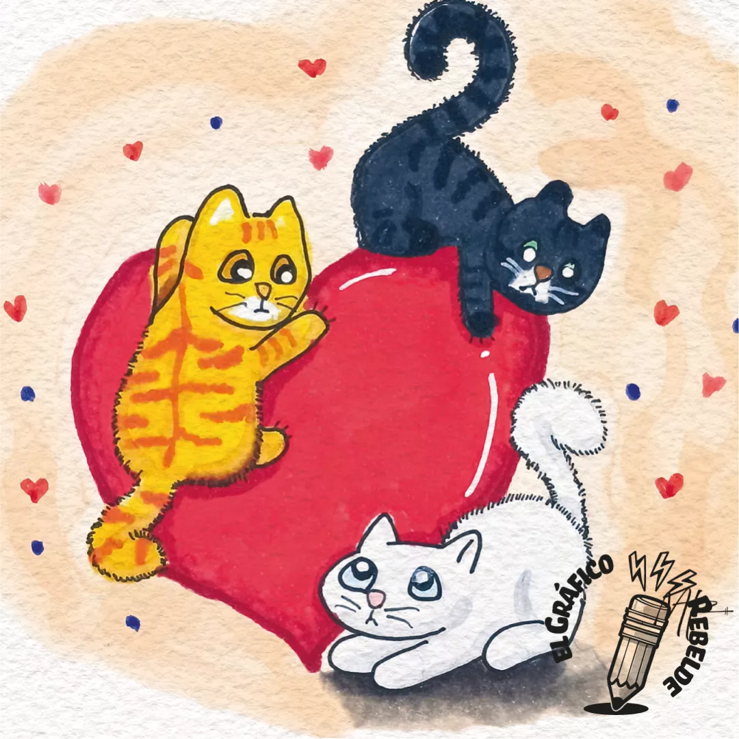 Print Coeurs et Chatons - Lámina de Dibujo Hecho a Mano Print Coeurs et Chatons - Lámina de Dibujo Hecho a Mano