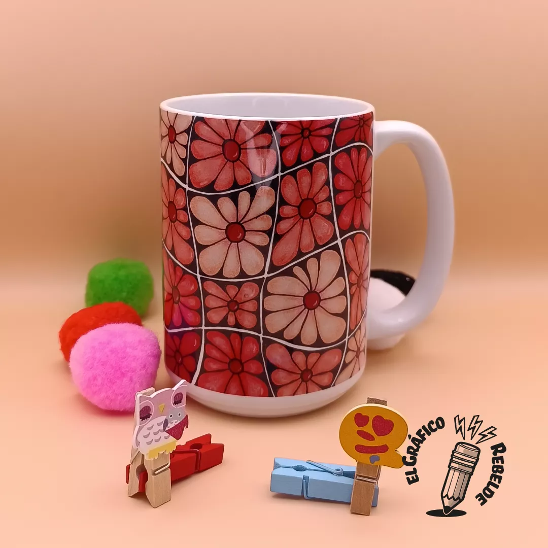 Taza ilustrada "Flores Retro" Taza ilustrada "Flores Retro"