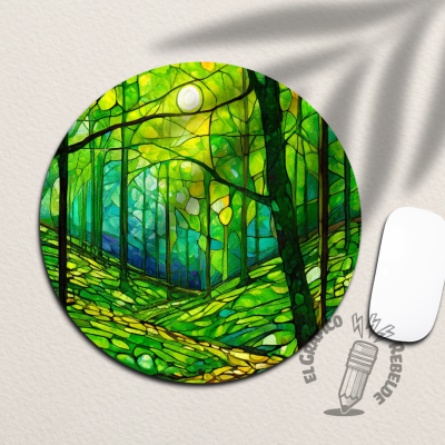 Mousepad rodó il·lustrat il·luminat per llum natural.