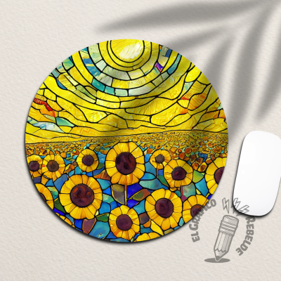 Mousepad rodó il·lustrat il·luminat per llum natural de l'estiu.