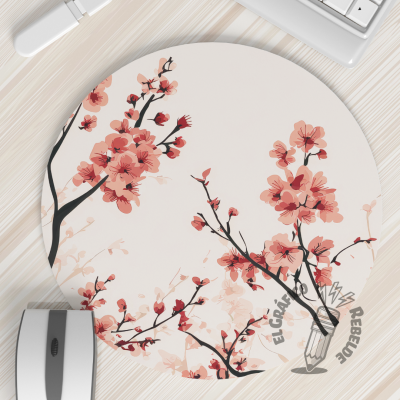 Mousepad redondo de 20 cm Sakura con ratón.