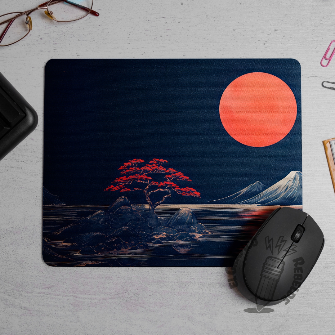Mousepad rectangular antideslizante Reddomun con ratón.
