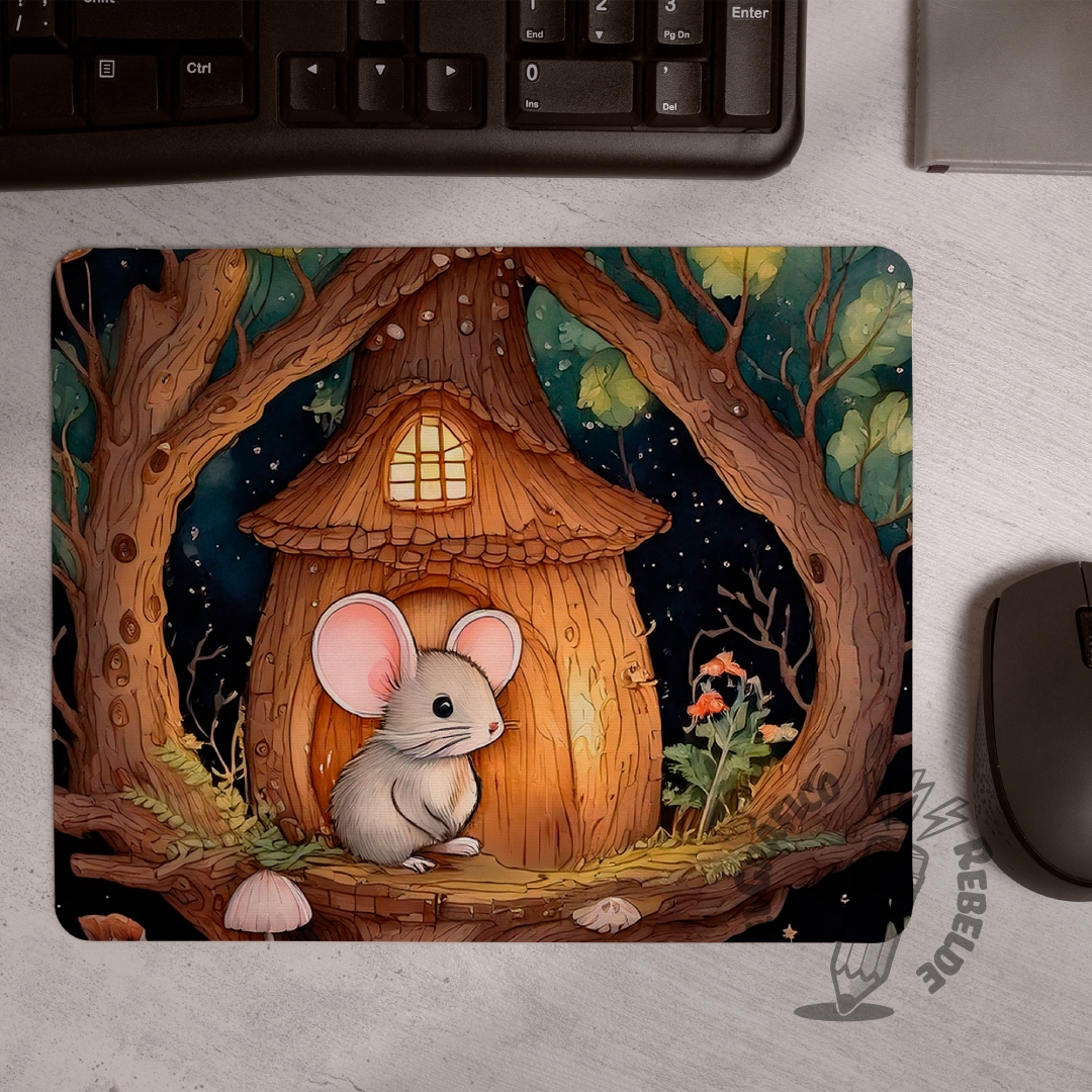 Mousepad rectangular Ratoncito Pérez sobre escritorio. Mousepad rectangular Ratoncito Pérez sobre escritorio.