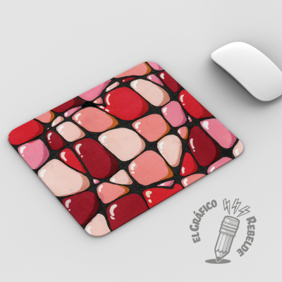 Alfombrilla de ratón rectangular de diseño Zentangle rojo.