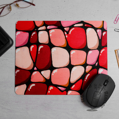 Mousepad rectangular antideslizante rojo con ratón.