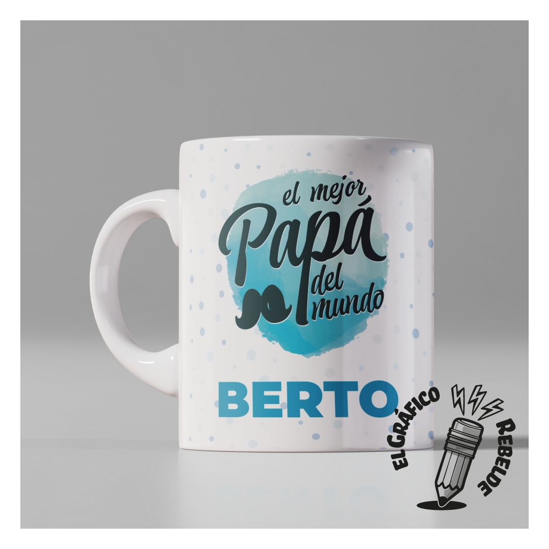Taza Mejor Papá del Mundo con Nombre y Dibujo Taza Mejor Papá del Mundo con Nombre y Dibujo