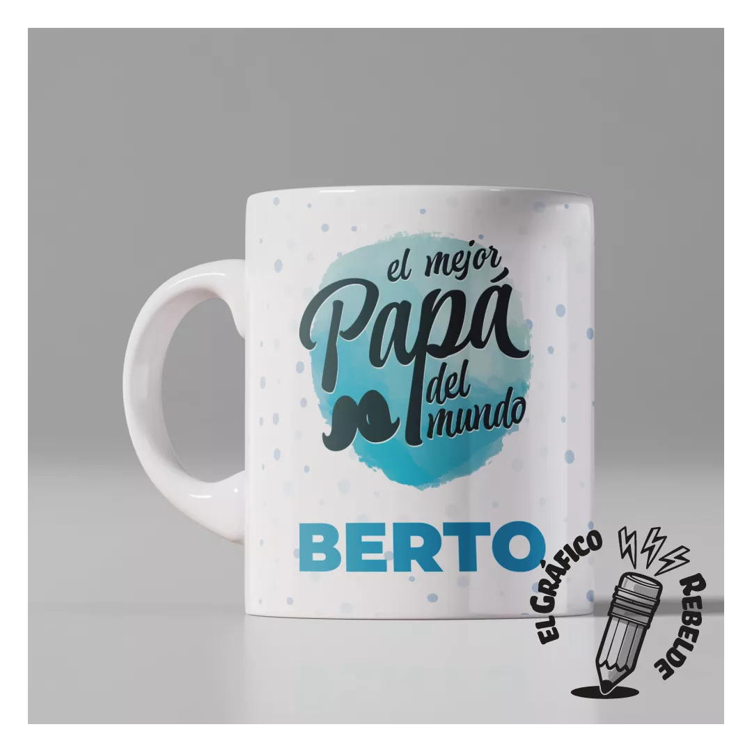 Tassa Millor Papa del Món amb Nom i Dibuix