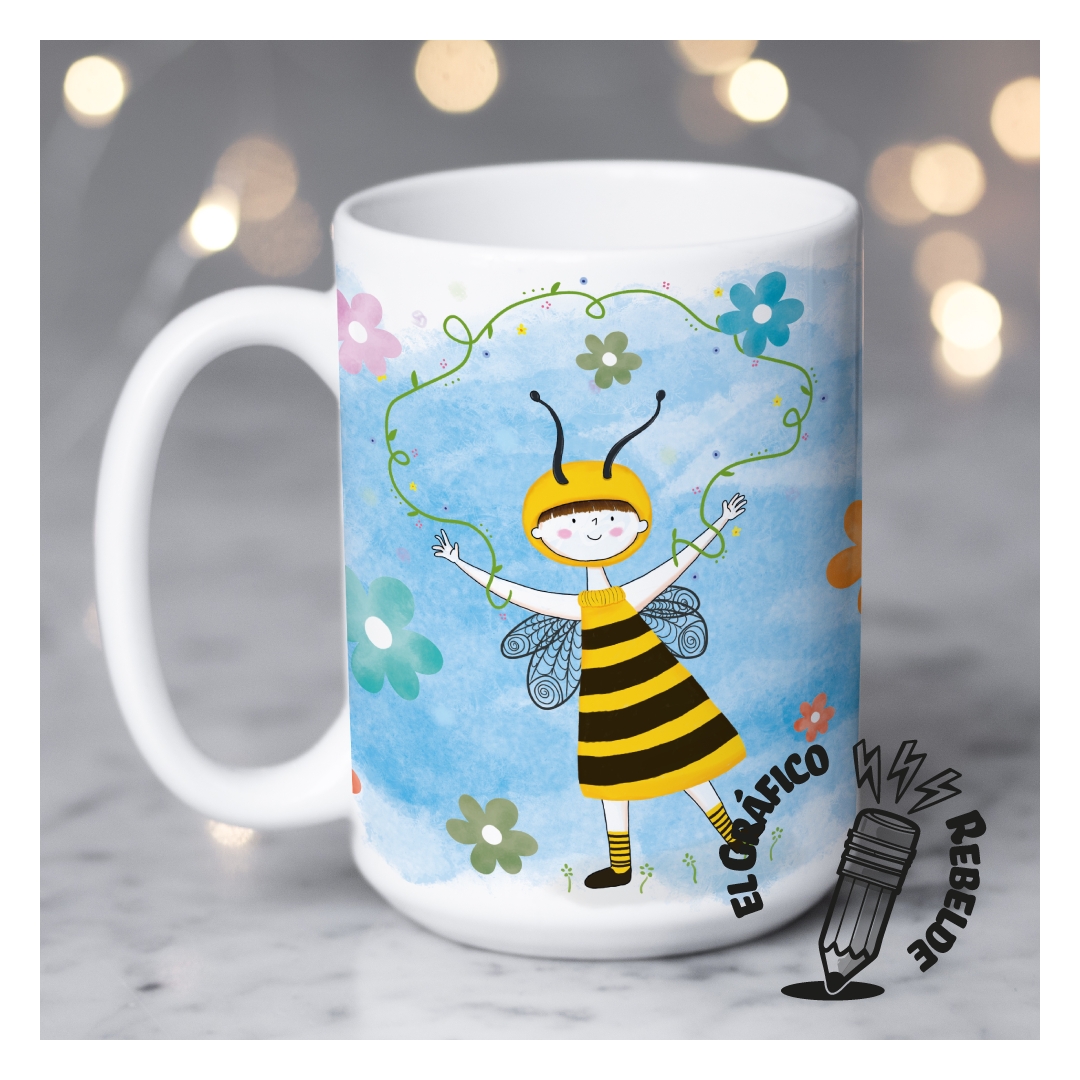 Taza ilustrada "Abeja y Flores" Taza ilustrada "Abeja y Flores"