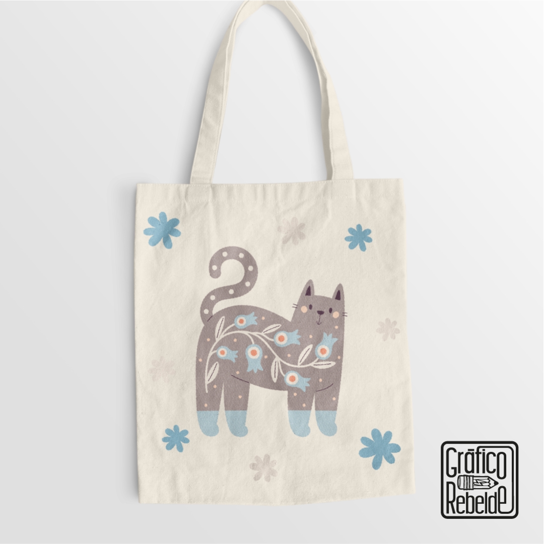Tote bag Gato Floral Campanilla