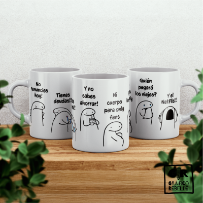 Taza de cerámica con el meme de Flork no renuncies hoy