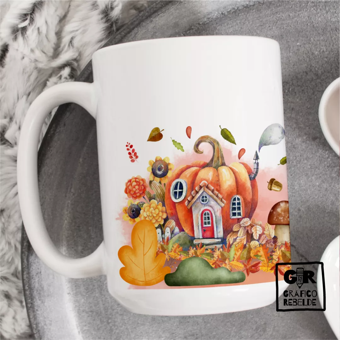 Taza ilustrada "Casa Calabaza"