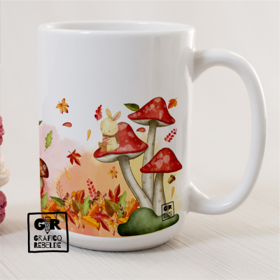 Regalo original de otoño con la taza ilustrada Casa Calabaza.