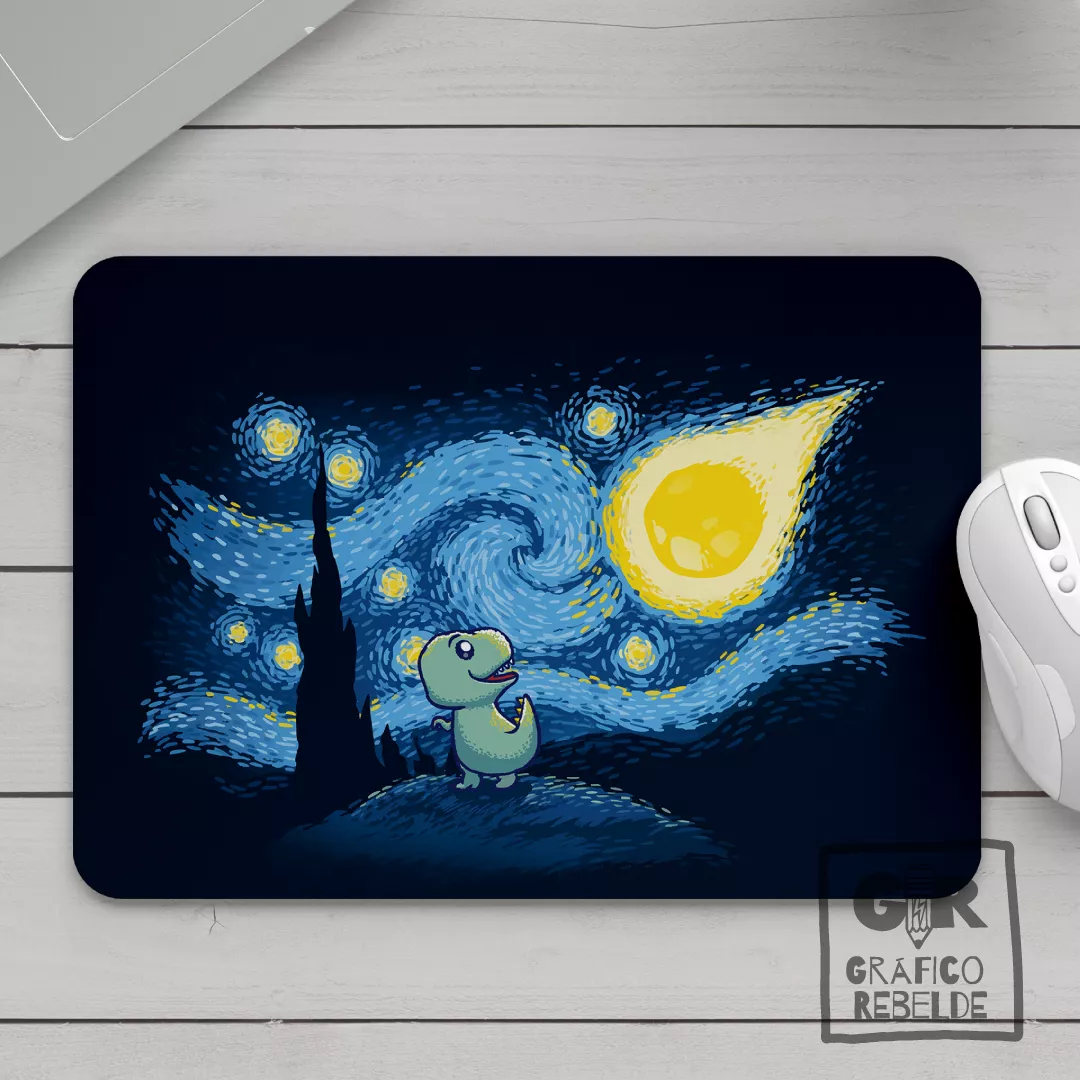 Estoreta de ratolí il·lustrada Nit Estrellada i Meteorit: Paròdia Van Gogh Estoreta de ratolí il·lustrada Nit Estrellada i Meteorit: Paròdia Van Gogh