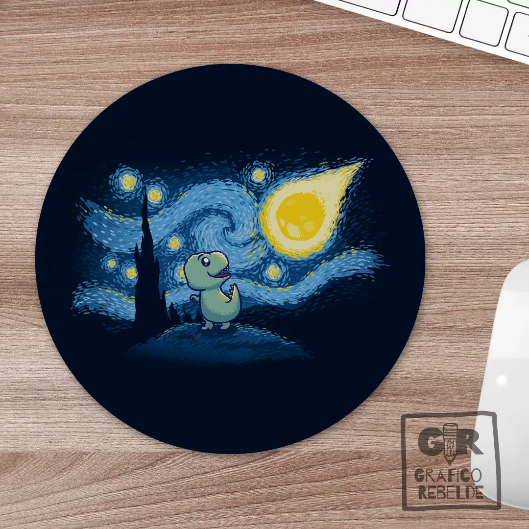 Estoreta de ratolí il·lustrada Nit Estrellada i Meteorit: Paròdia Van Gogh Estoreta de ratolí il·lustrada Nit Estrellada i Meteorit: Paròdia Van Gogh