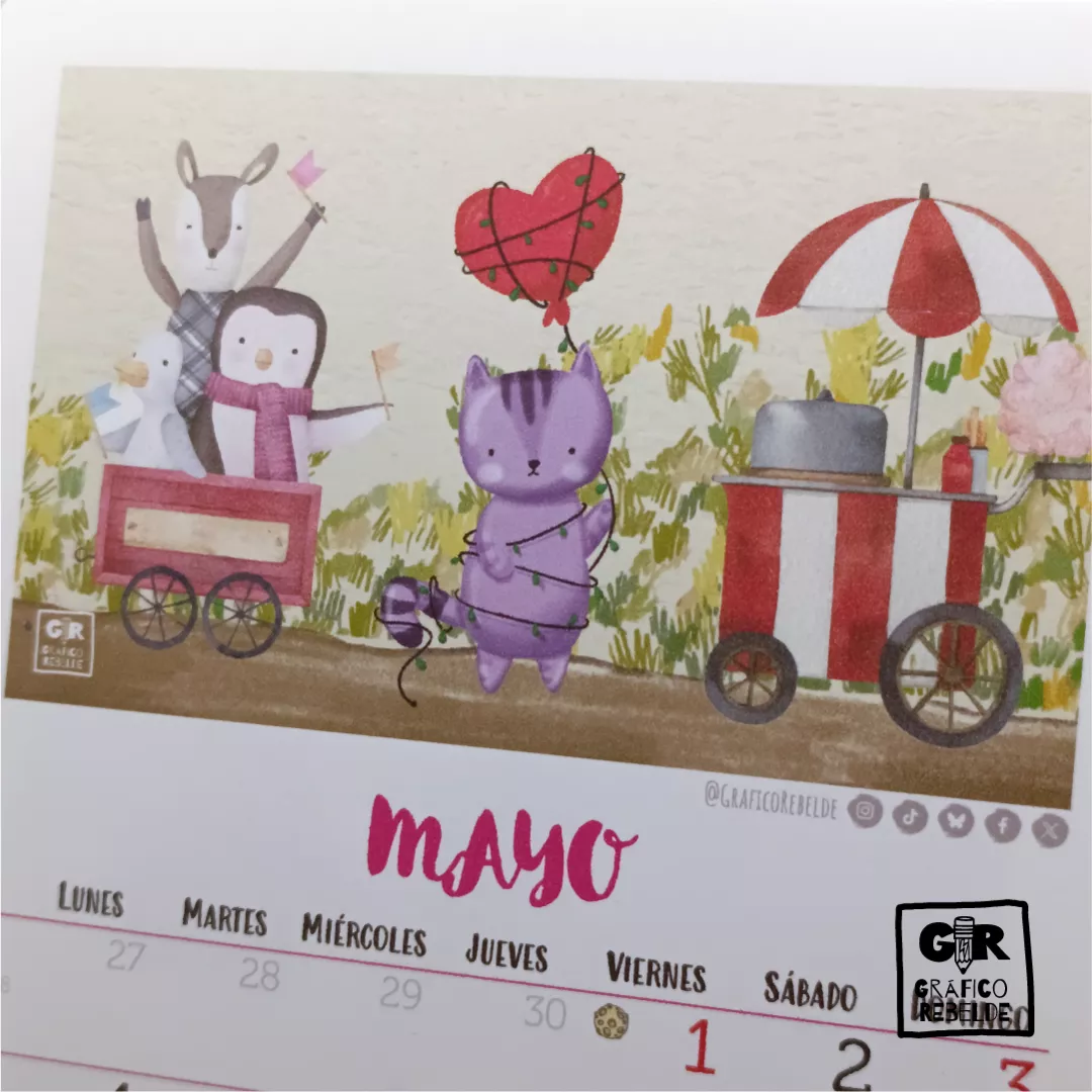Calendario Ilustrado 2027 artesanal con láminas para enmarcar Calendario Ilustrado 2027 artesanal con láminas para enmarcar