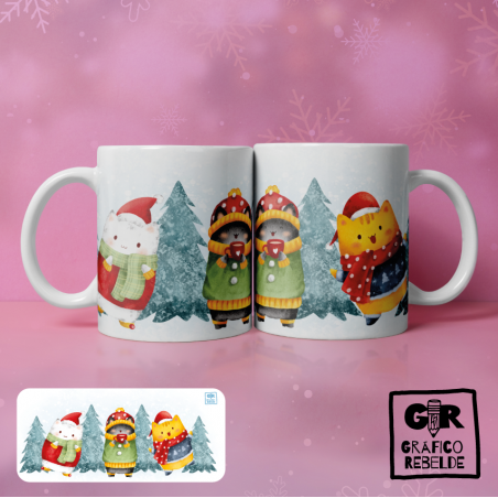 Taza Navideña Gatitos en la Nieve | Gráfico Rebelde