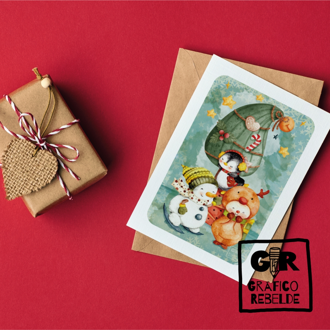 Postal Navidad Arbolito Pingüino | Gráfico Rebelde