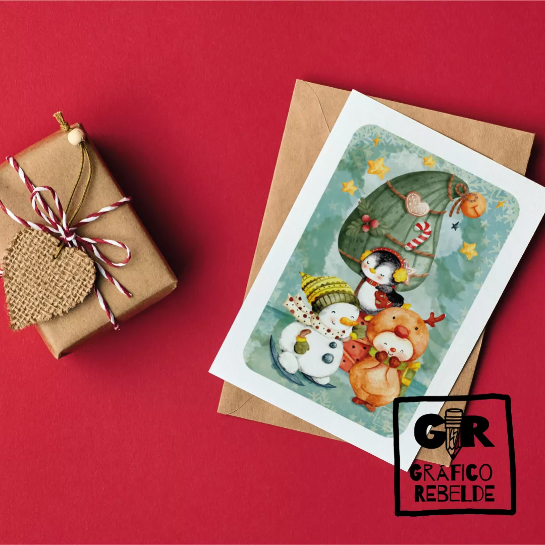 Postal Nadal Arbre Pingüí | Gráfico Rebelde
