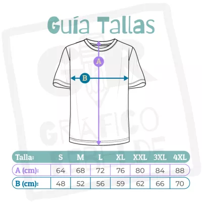 Guía de tallas de la camiseta de cumpleaños Goku de Grafico Rebelde