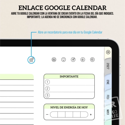 Accedeix al teu Google Calendar per crear recordatoris d'esdeveniments per cada data.