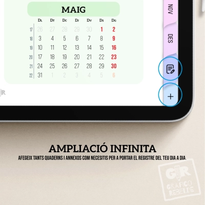 Agenda digital 2027 Gráfico Rebelde en català amb opció d'afegir blocs de notes personalitzats.