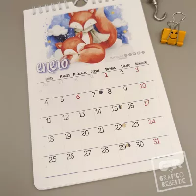 Làmina de gener de 2027 del calendari de paret il·lustrat 2027 de Gràfic Rebel