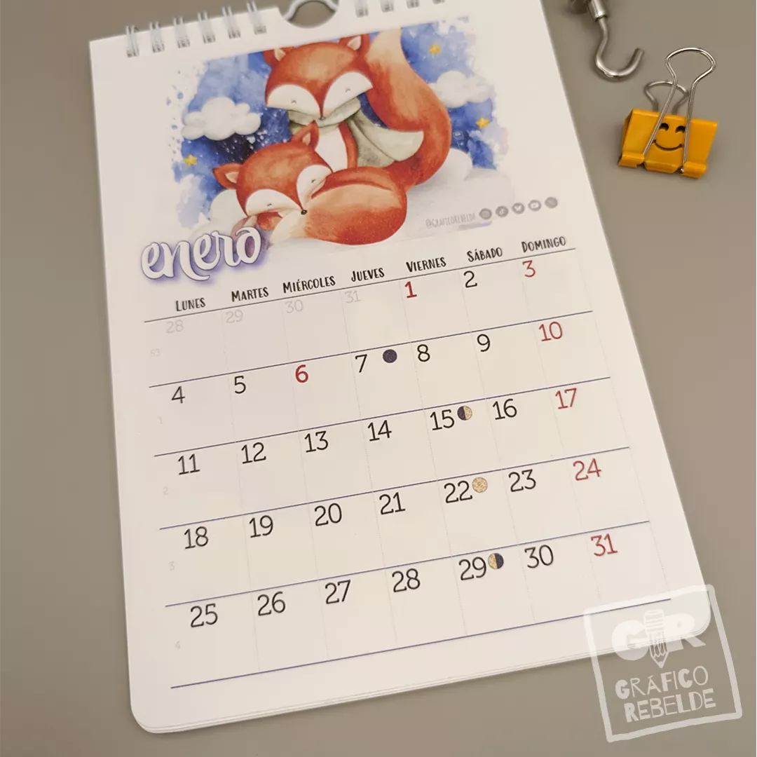 Calendario Ilustrado 2027 de pared con láminas para enmarcar