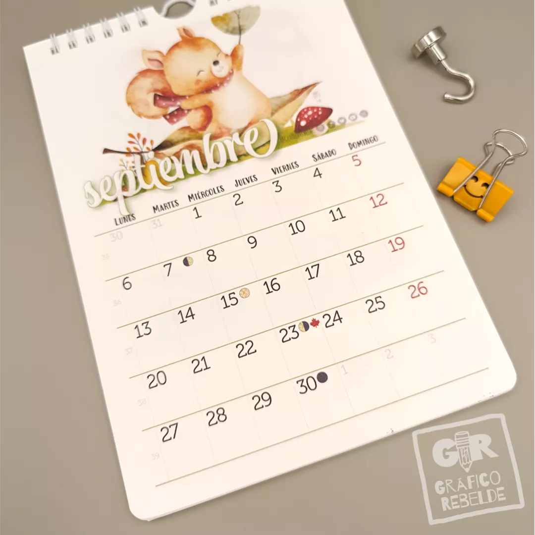 Calendario Ilustrado 2027 de pared con láminas para enmarcar