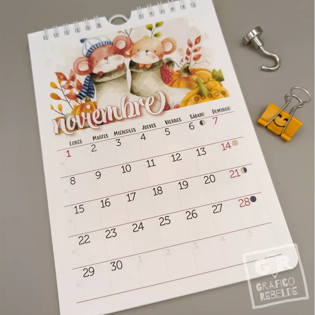 Calendario Ilustrado 2027 de pared con láminas para enmarcar