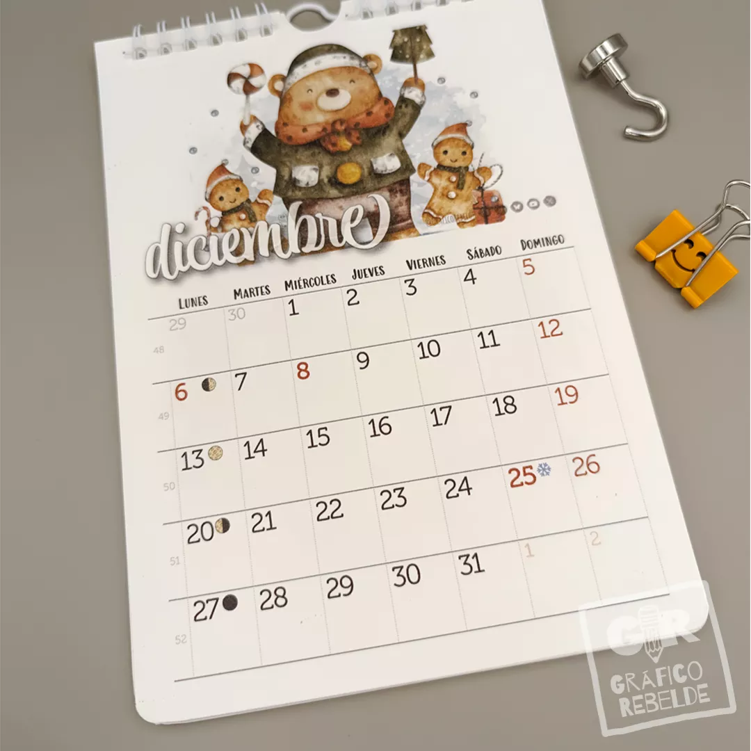 Calendario Ilustrado 2027 de pared con láminas para enmarcar