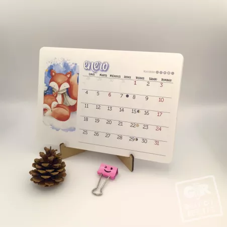 Calendario de mesa 2027 de Gráfico Rebelde con ilustraciones.