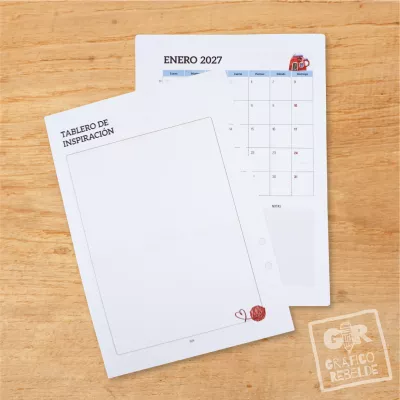 Full per a anotacions, dibuixar o scrapbook - Agenda Gráfico Rebelde