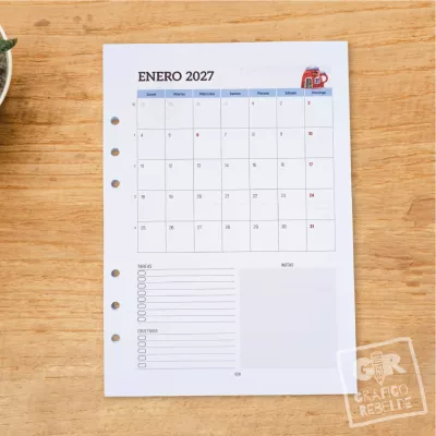 Agenda Il·lustrada 2027 vista setmanal mida A5 | Gráfico Rebelde