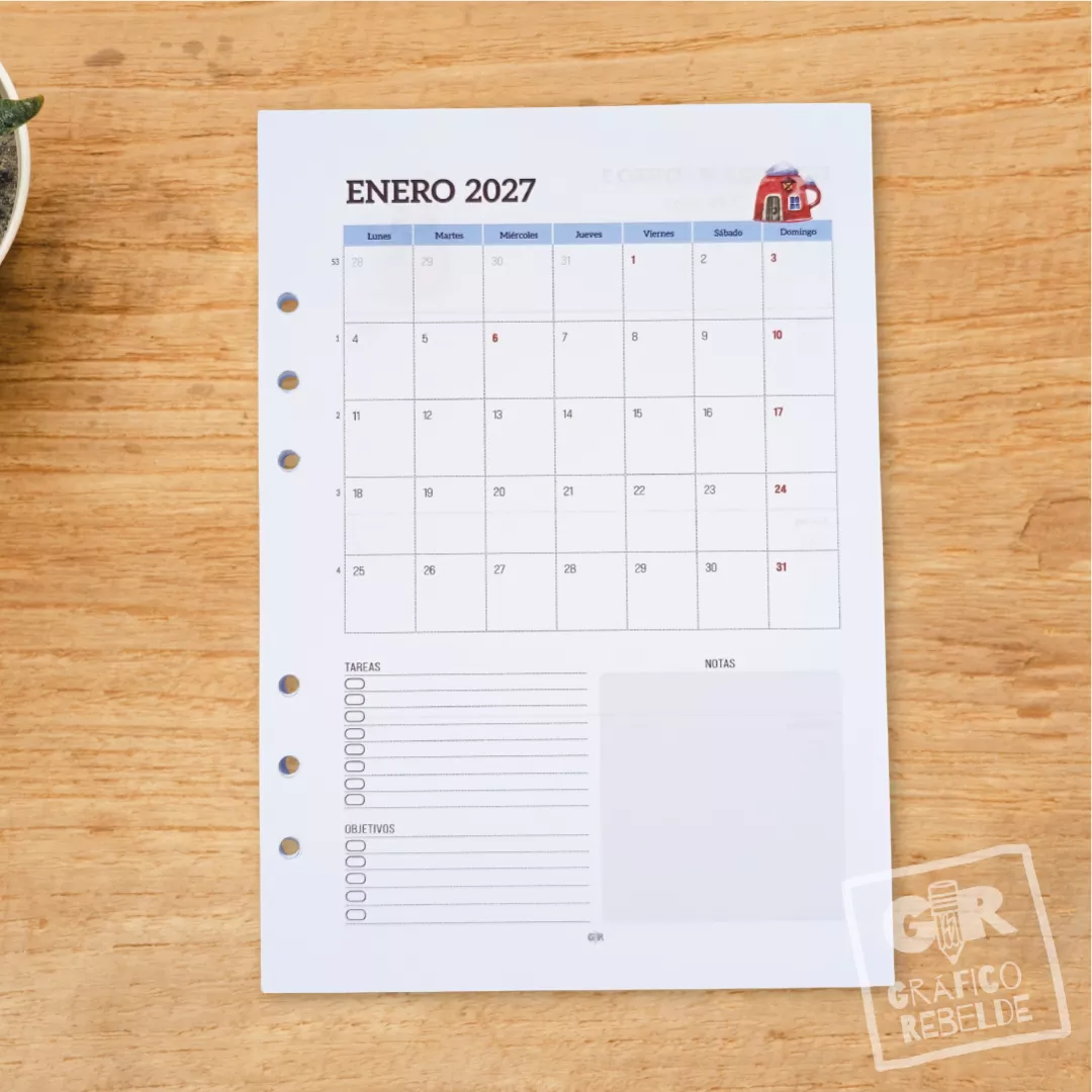 Agenda Ilustrada 2027 Semana Vista tamaño A5