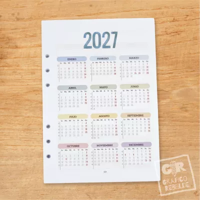 Agenda Ilustrada 2027 vista semanal tamaño A5 | Gráfico Rebelde