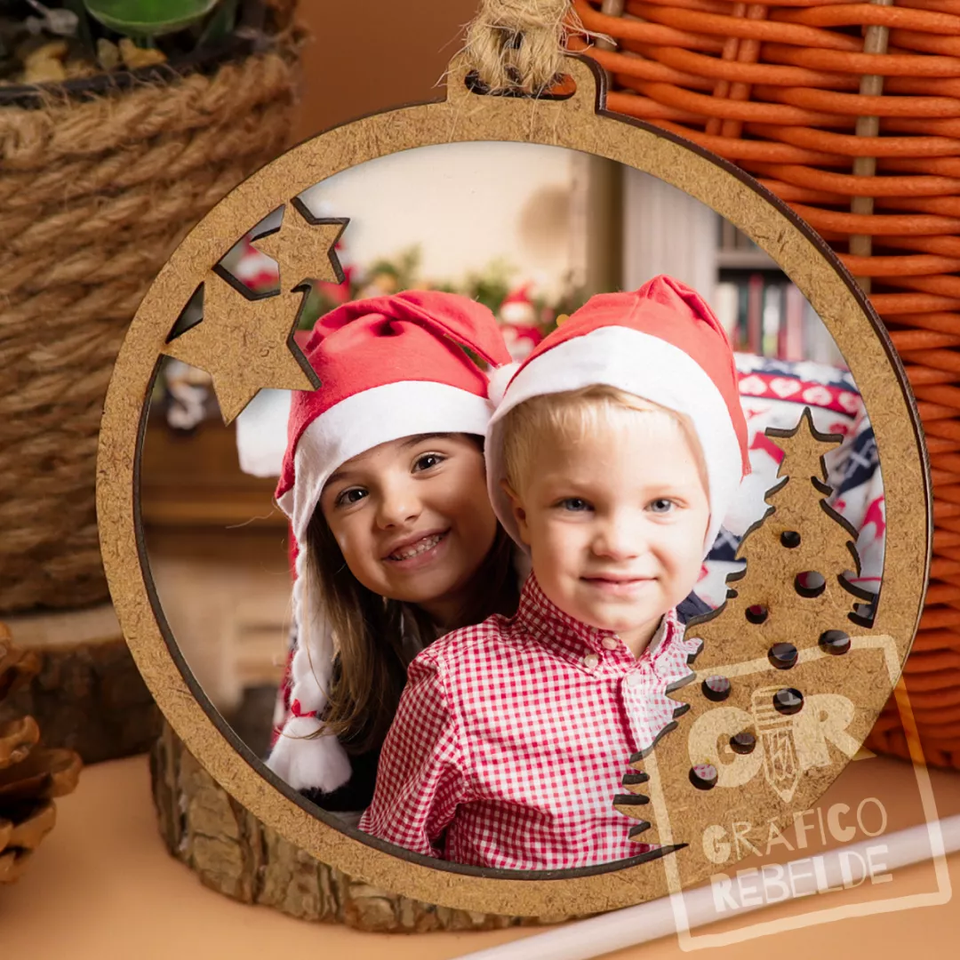 Bola de Navidad de madera personalizada con foto