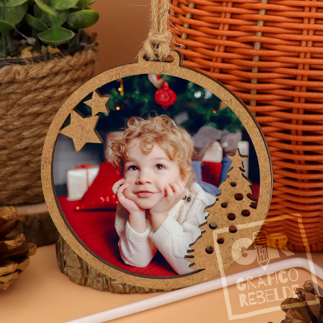 Bola de Navidad de madera personalizada con foto