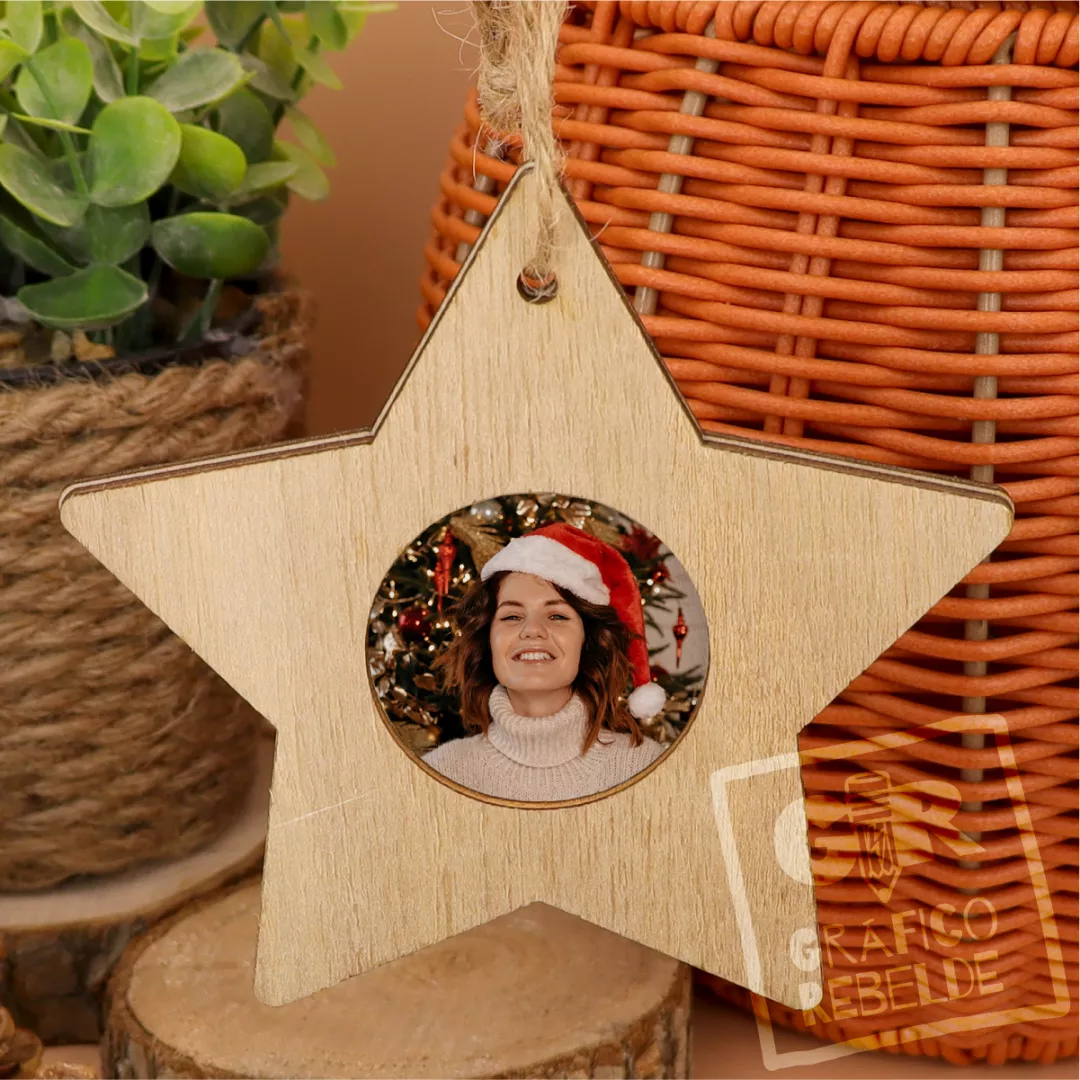 Adorno Estrella de Navidad portafotos personalizado