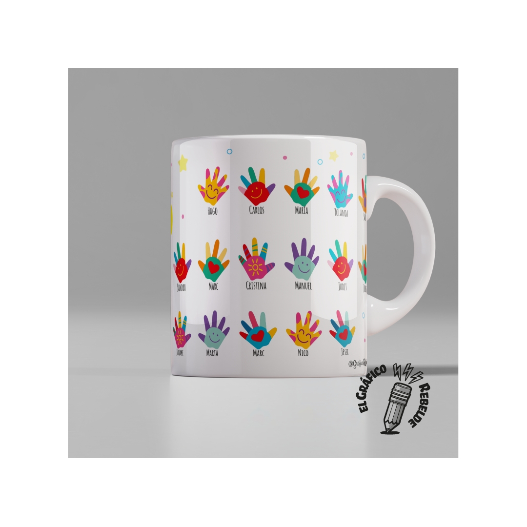 Taza con Nombre de Alumnos y Manos | Tienda Oficial Gráfico Rebelde Taza con Nombre de Alumnos y Manos | Tienda Oficial Gráfico Rebelde
