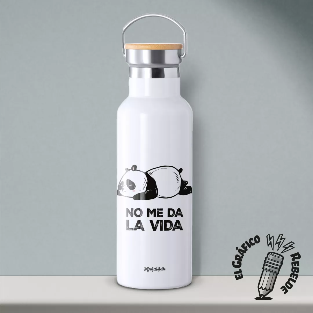 Botella Térmica Panda "No me da la vida" (Personalizable)