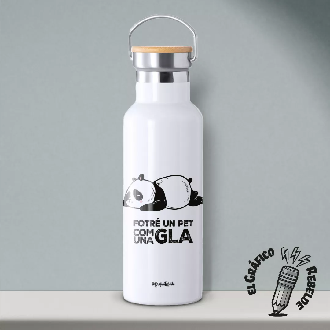 Botella Térmica Panda "No me da la vida" (Personalizable)