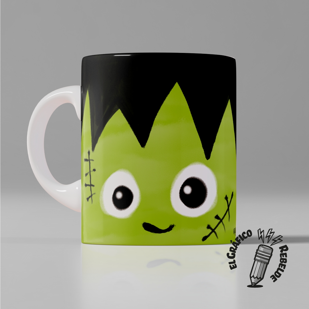 Taza ilustrada "Cara Frankenstein"