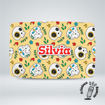 porta bocadillos tela bocanroll personalizado catrina calaveritas