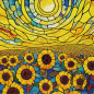Print Campo de Girasoles - Lámina de Verano Estilo Vidriera