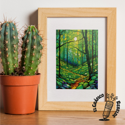 pack de quatre prints de les estacions de l'any estil vitrall set de lamines decoratives